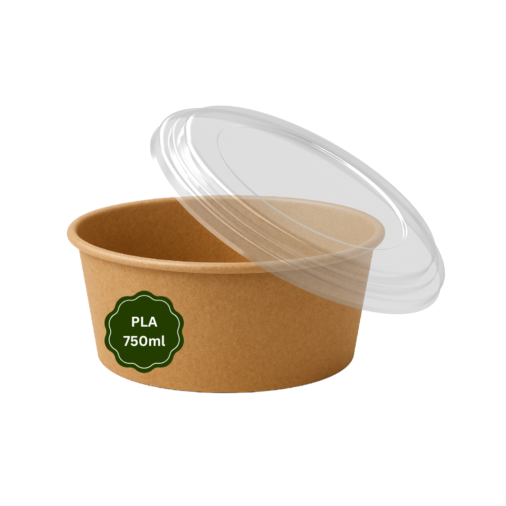 Einweg Bio Salatschale mit PET Deckel | 750 ml