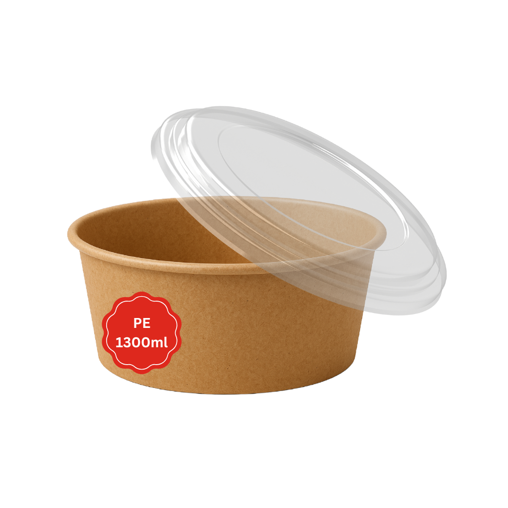 Einweg PE Salatschale mit PET Deckel | 1300 ml jeweils 50 Stück
