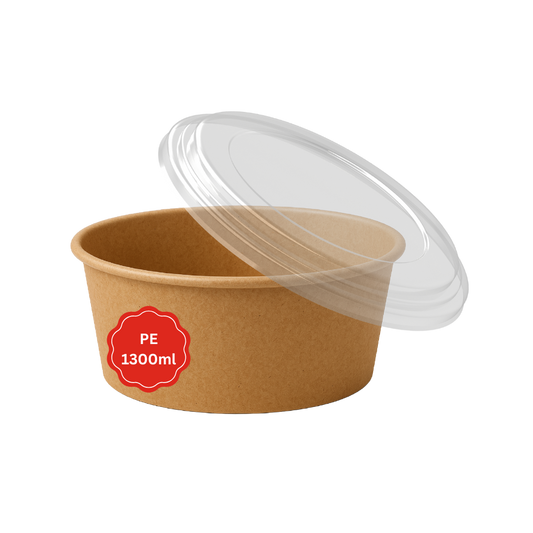 Einweg PE Salatschale mit PET Deckel | 1300 ml jeweils 50 Stück
