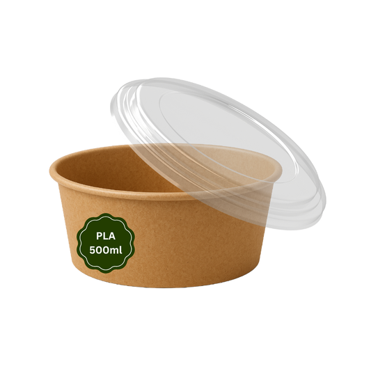 Einweg Bio Salatschale mit PET Deckel | 500 ml