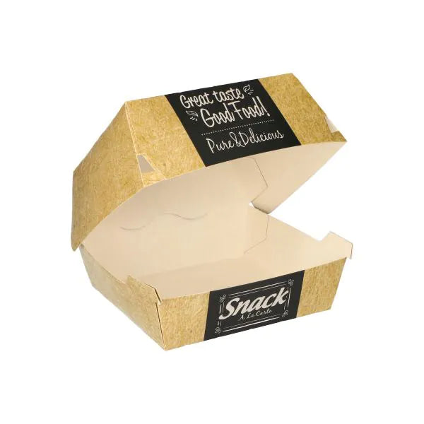 Pappstar Hamburgerbox groß "pure" 12,5 x  12,5 cm aus Pappe, ansprechend bedruckt