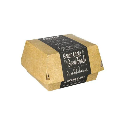 Pappstar Hamburgerbox groß "pure" 12,5 x  12,5 cm aus Pappe, ansprechend bedruckt