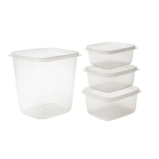 Feinkostbecher / Salatbecher transparent, eckig in verschiedenen Größen inkl. Deckel PP 250 Stück